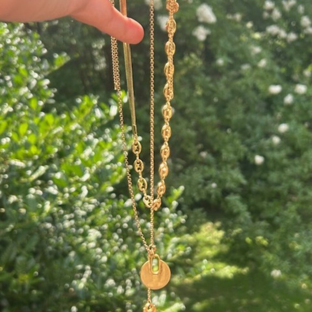MADEWELL Gold Herringbone Pendant NECKLACES – 2 LOT “B” - Picture 4 of 8